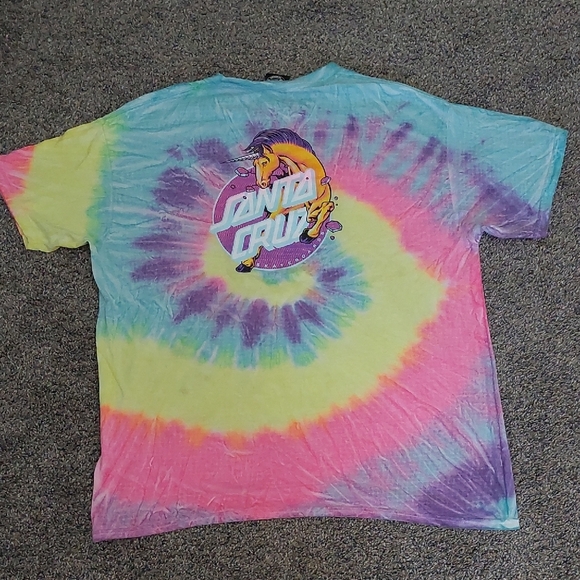 Santa Cruz Beach Tie Dye Rainbow Watercolor T-shirt RARE Y2K L Summer - Picture 1 of 6